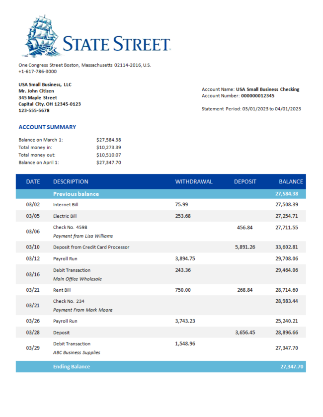  East West Bank firm account statement 